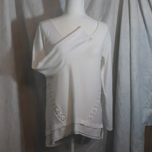 White House Black Market white sweater size small